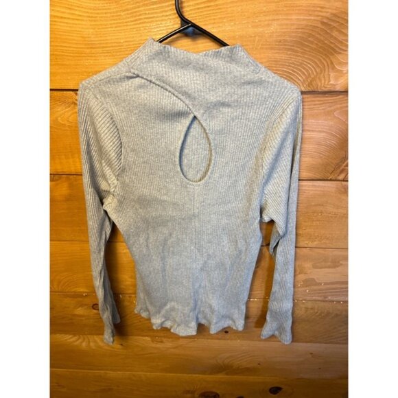 ROSAE PARIS Ribbed Mock Neck Keyhole Back Long Sleeve Organic Cotton Sweater M - Picture 5 of 10